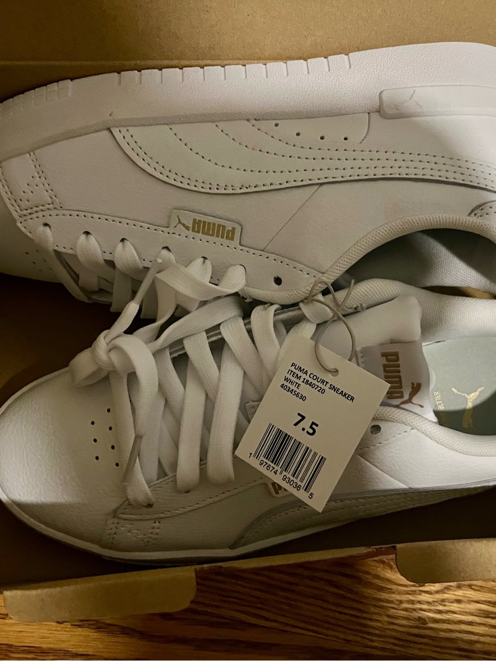 Puma Court Sneaker - White with Gold Accent